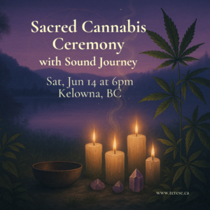 candles against kelowna landscape with cannabis leaf